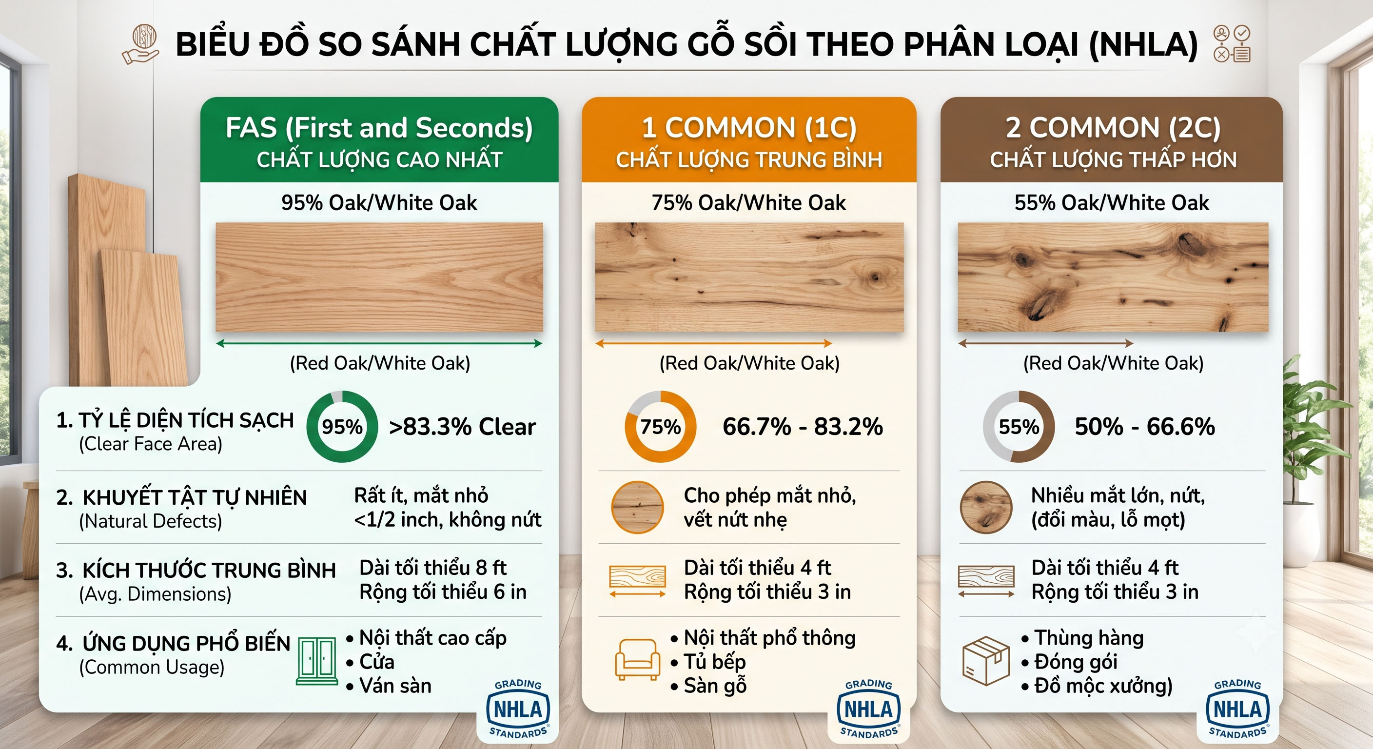 so sánh chất lượng gỗ sồi theo phân loại nhla so sánh chất lượng gỗ sồi theo phân loại nhla